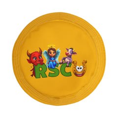 Unisex Bucket Hat - Russell Sage College Mascot Characters Purple Cow, Red Devil, Golden Horseshoe, Blue Angel