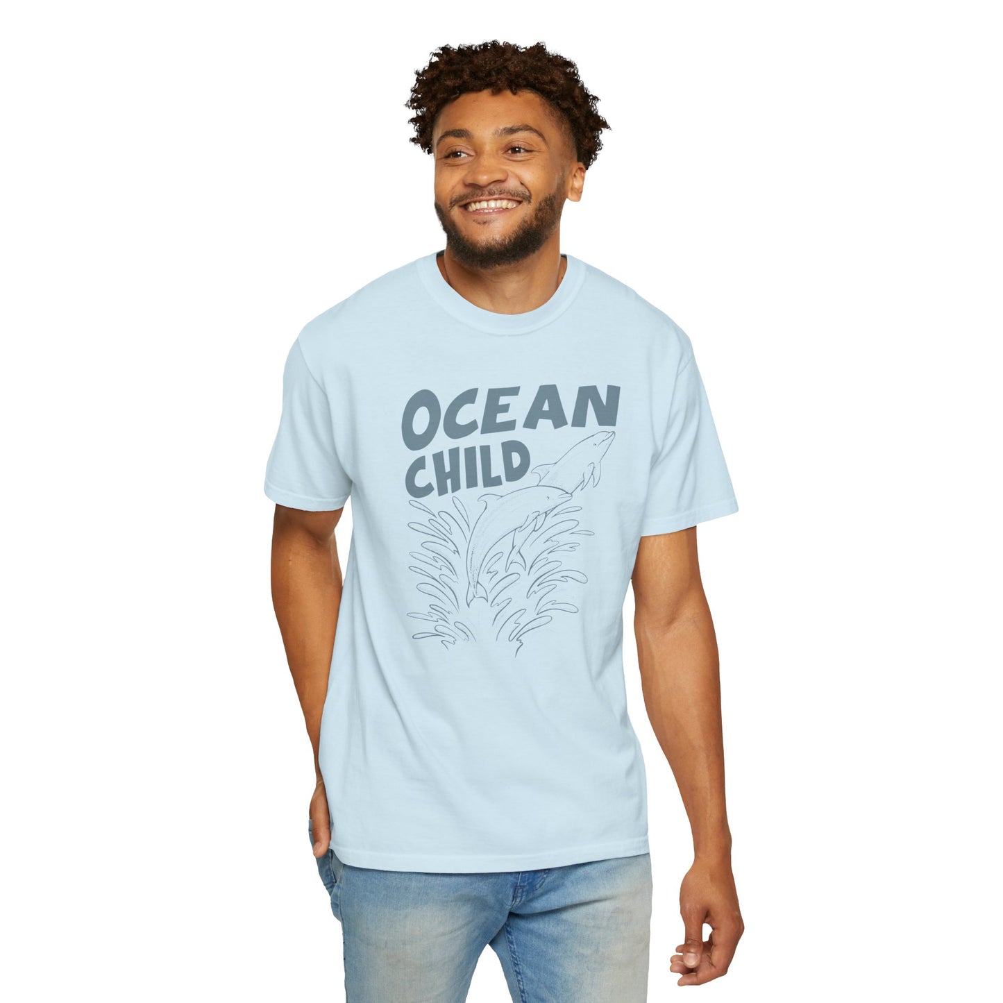 Dolphins, Ocean Child -  Graphic Unisex Garment-Dyed T-shirt