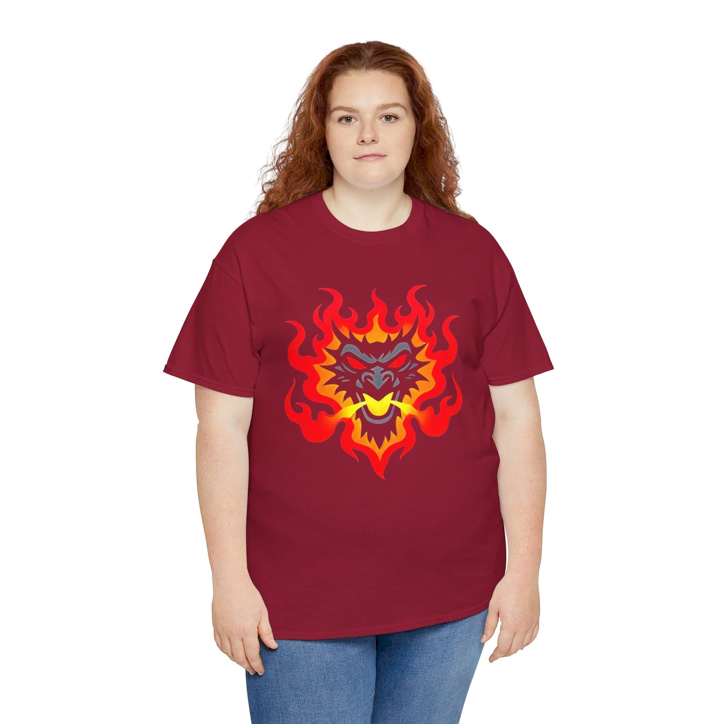 Flaming Fire Dragon - Graphic Unisex Heavy Cotton Tee