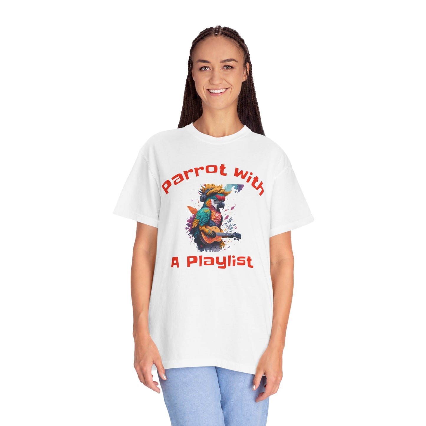 Parrot With A Playlist - Unisex Garment-Dyed T-shirt