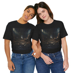 Abandoned Library Photo Tee — Dark Urban Gothic Bookstore Scene T-Shirt