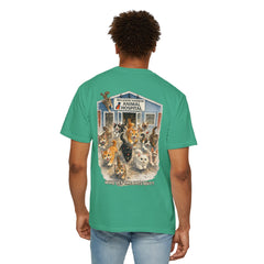 Front Logo Back Graphic Baldwin Harbor Animal Hospital "Who Let the Cats Out?" T Shirt