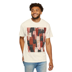 Cute Cat Print Unisex Garment-Dyed T-Shirt - Comfort Colors Soft Perfect for Animal Lovers and Casual Days