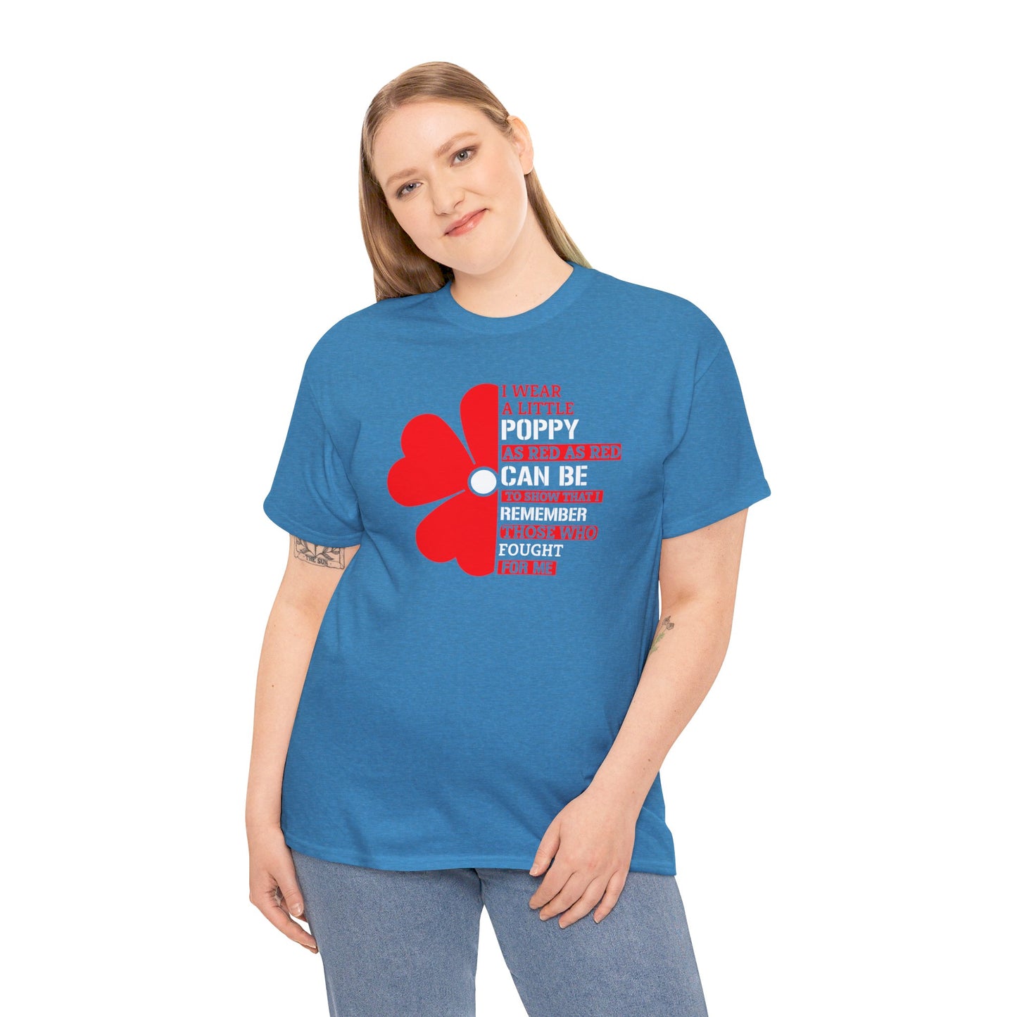 Memorial Day Poppy Tee, For Those Who Fought For Me, Unisex Cotton Tee