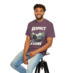 Bigfoot and Alien Outdoor Canoe Adventure - Respect The Locals T-Shirt