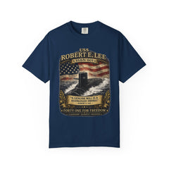 USS Robert E Lee SSBN 601 Submarine T-Shirt with a quote from its namesake