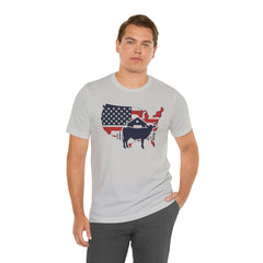 Red White and Blue Farmer Graphic, Unisex Jersey Short Sleeve Tee