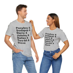 The Outsiders Shirt, Greasers Characters Shirt, Unisex Jersey Short Sleeve Tee