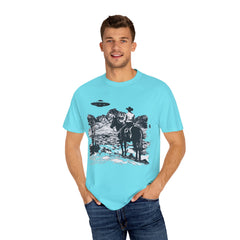 UFO Meets Cowboy Unisex Garment Shirt -Dyed  T Shirt