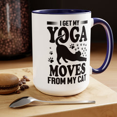Funny Cat Graphic Mug, I Get My Yoga Moves From My Cat, Feline Mug, Pet Lover, Yoga Lover Mug, Cat Lover Mug, Gift for her, Workout Mug, Gift for Mom