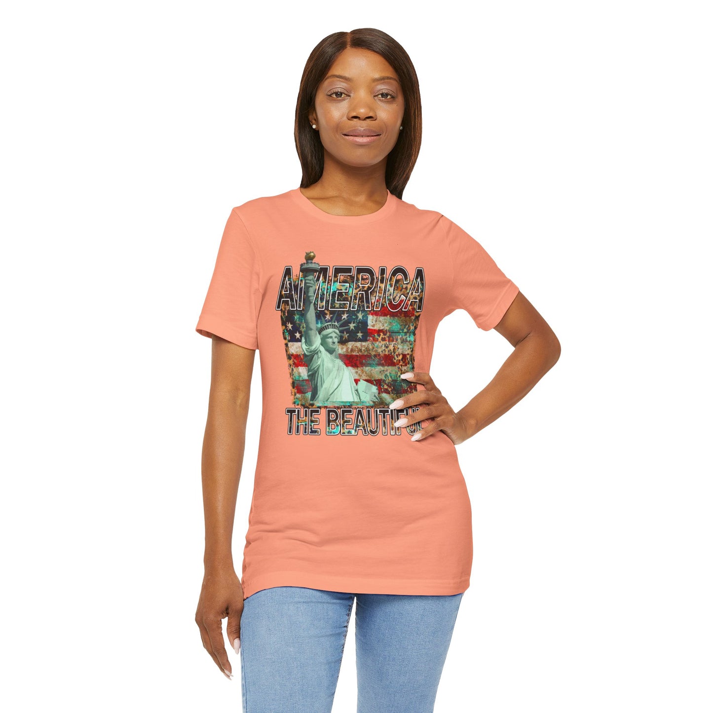 Statue Of Liberty, America The Beautiful, Unisex Jersey Short Sleeve Tee