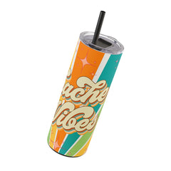 Teacher Vibes - Maars Maker Skinny Matte Tumbler, 20oz | Groovy Drinkware, Retro Art Bottle, Gift For Him, Gift For Her, Teacher Gift Idea