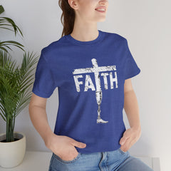 Faith Cross Prosthetic Leg T‑Shirt — Amputee Inspirational Christian Tee