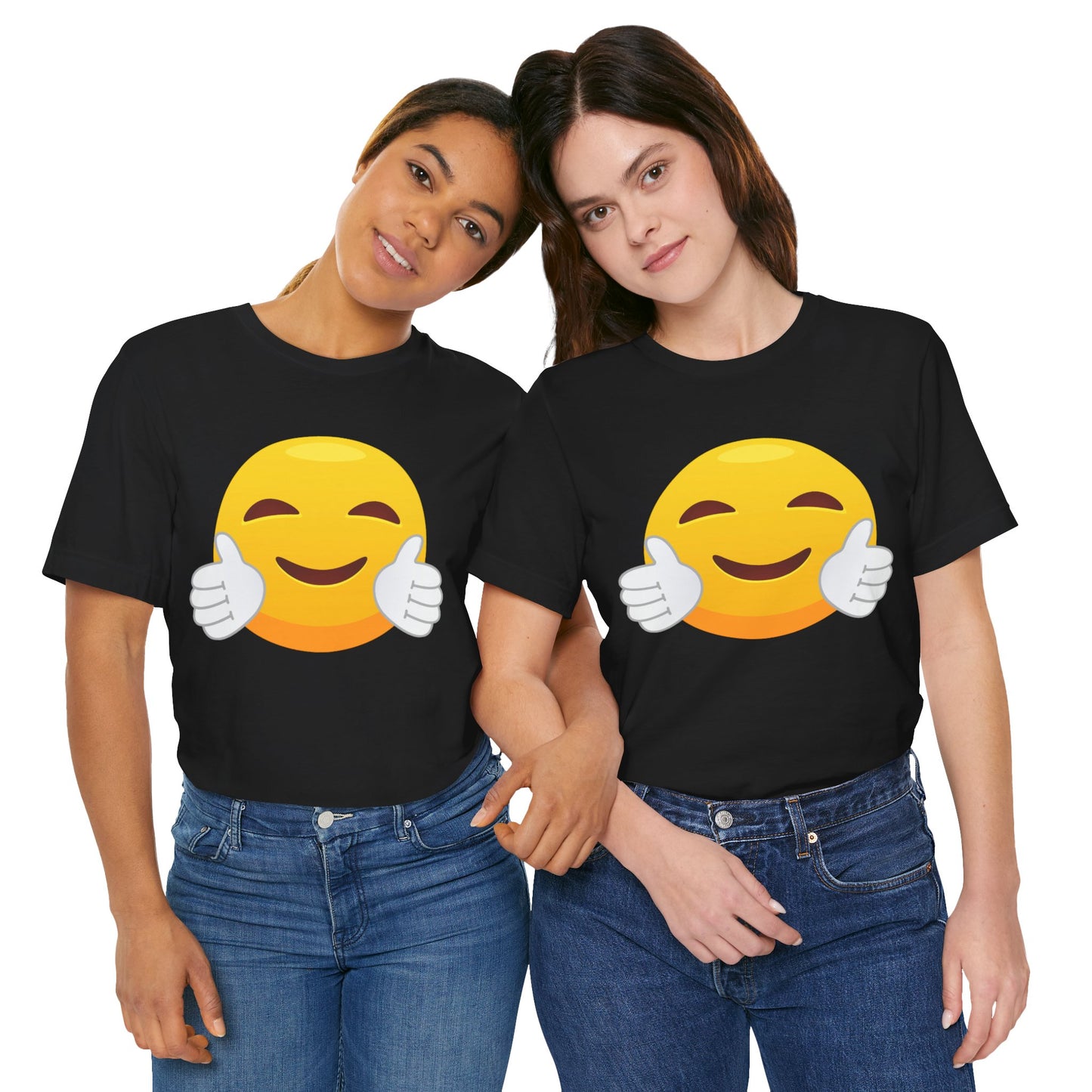 Emoji With White Gloved Hug - Graphic Unisex Jersey Short Sleeve Tee