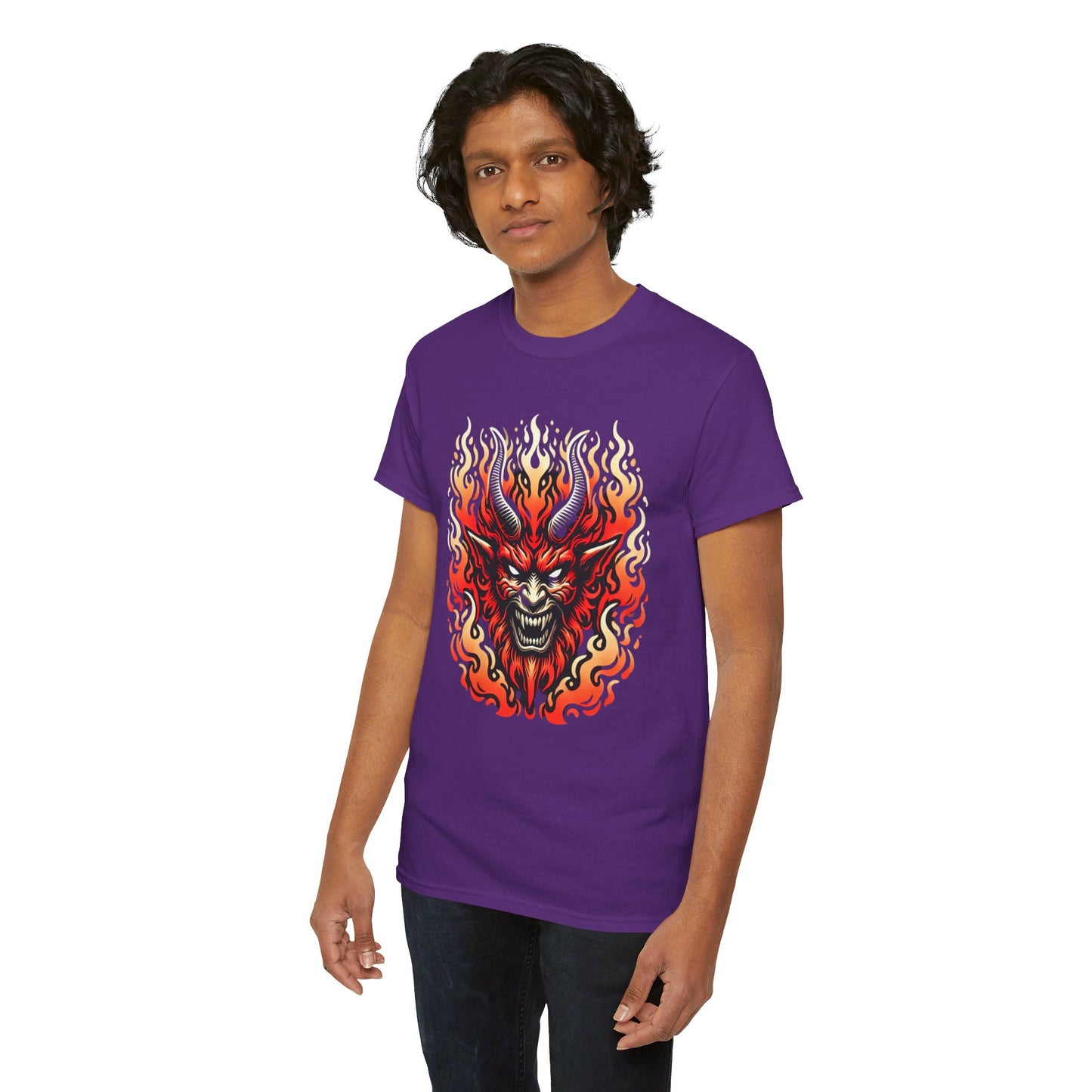 Fiery Fire Demon - Graphic Unisex Heavy Cotton Tee