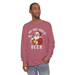 Festive Santa Claus Long Sleeve T-Shirt - "Ho Ho Hold My Beer"