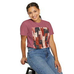 Cute Cat Print Unisex Garment-Dyed T-Shirt - Comfort Colors Soft Perfect for Animal Lovers and Casual Days