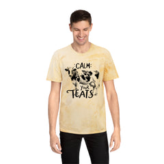 Calm Your Teats Cow Graphic Unisex Color Blast T-Shirt