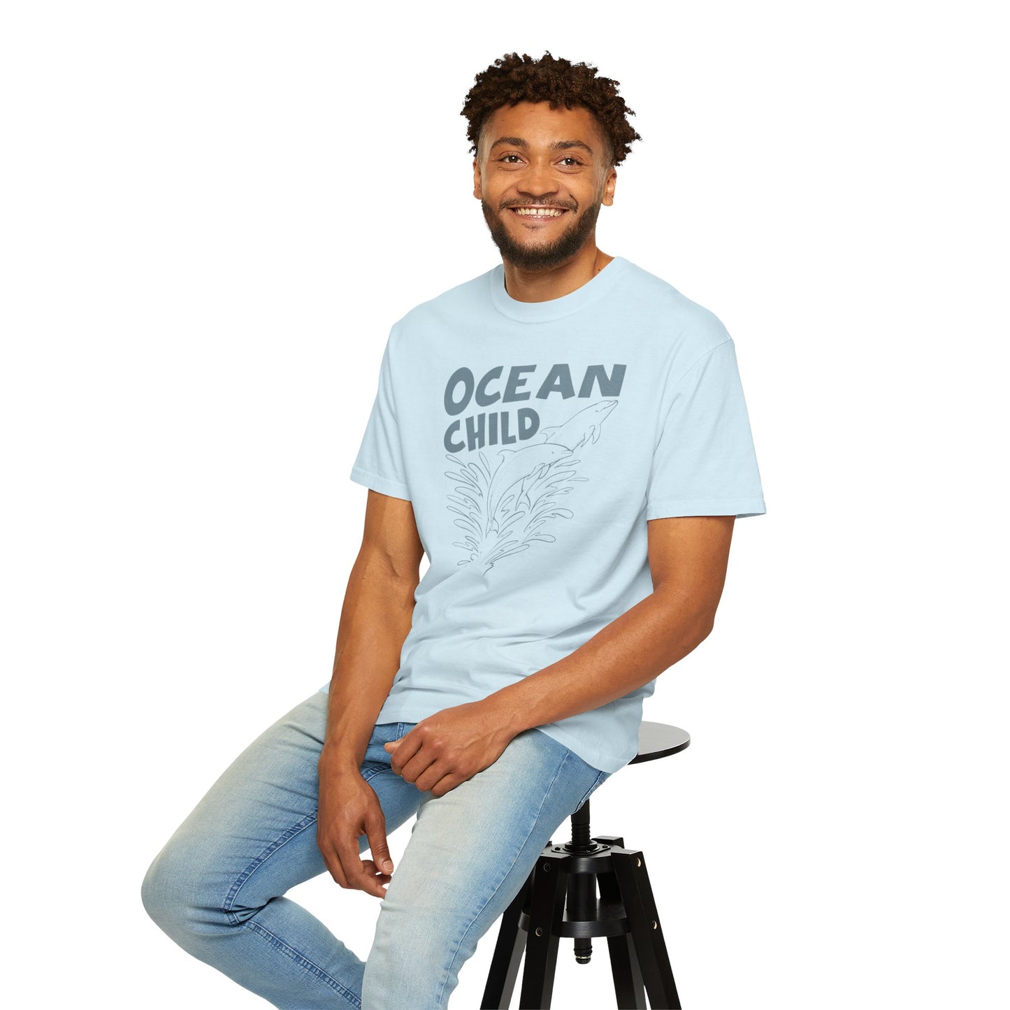 Dolphins, Ocean Child -  Graphic Unisex Garment-Dyed T-shirt