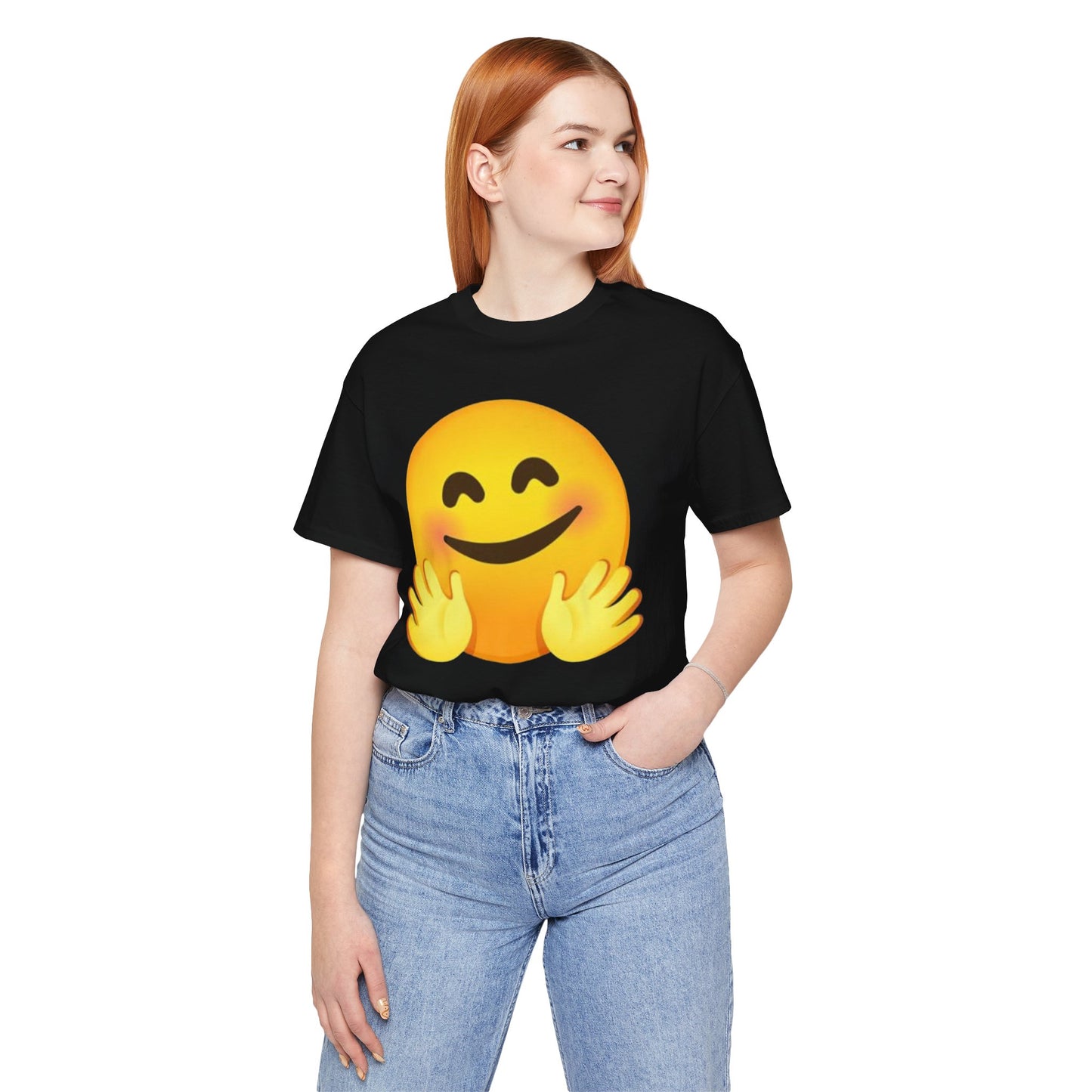 Emoji With Hugging Hands - Graphic Unisex Jersey Short Sleeve Tee