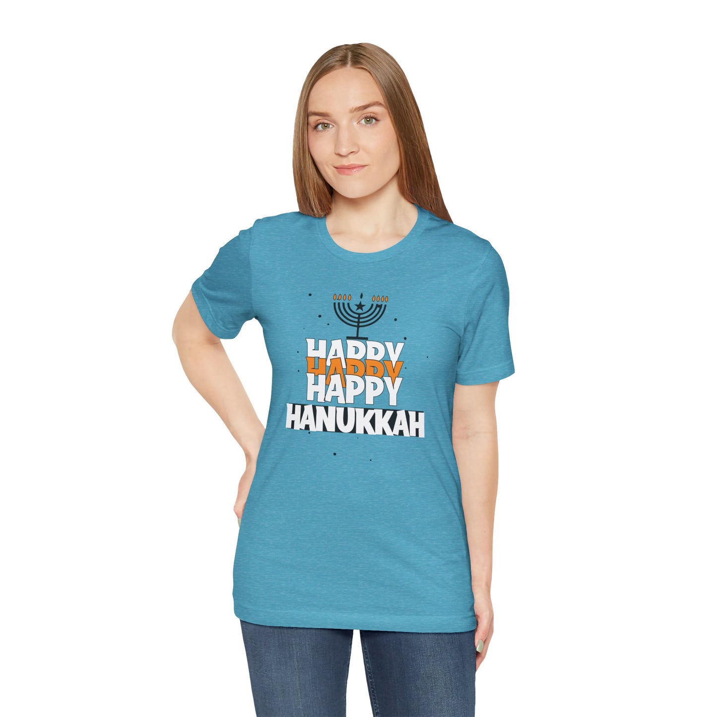 Happy Hanukkah Menorah - Unisex Jersey Short Sleeve Tee