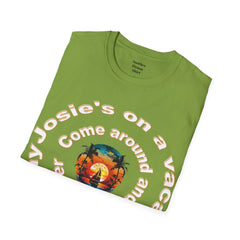Josie's On A Vacation Far Away Come Around And Talk It Over  Unisex Softstyle T-Shirt  80s Rock The Outfield