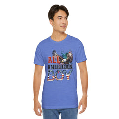 All American Boy With Eagle Graphic, Unisex Jersey Short Sleeve Tee