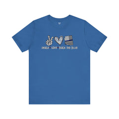 Peace Love Back The Blue in Alaska, Graphic Unisex Short Sleeve Tee