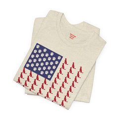 Personalized Dog Silhouette on American Flag - Tell us your dog breed, Unisex Short Sleeve Tee, Golden Retriever Silhouette Shown, Patriotic Shirt, Patriotic Pooch