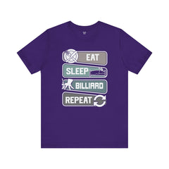 Eat Sleep Billard Repeat - Graphic Unisex Jersey Short Sleeve Tee