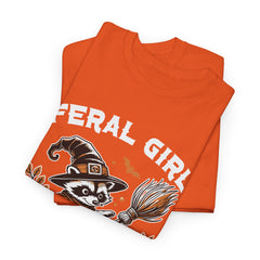 Feral Girl Halloween Raccoon! Graphic Unisex Heavy Cotton Tee