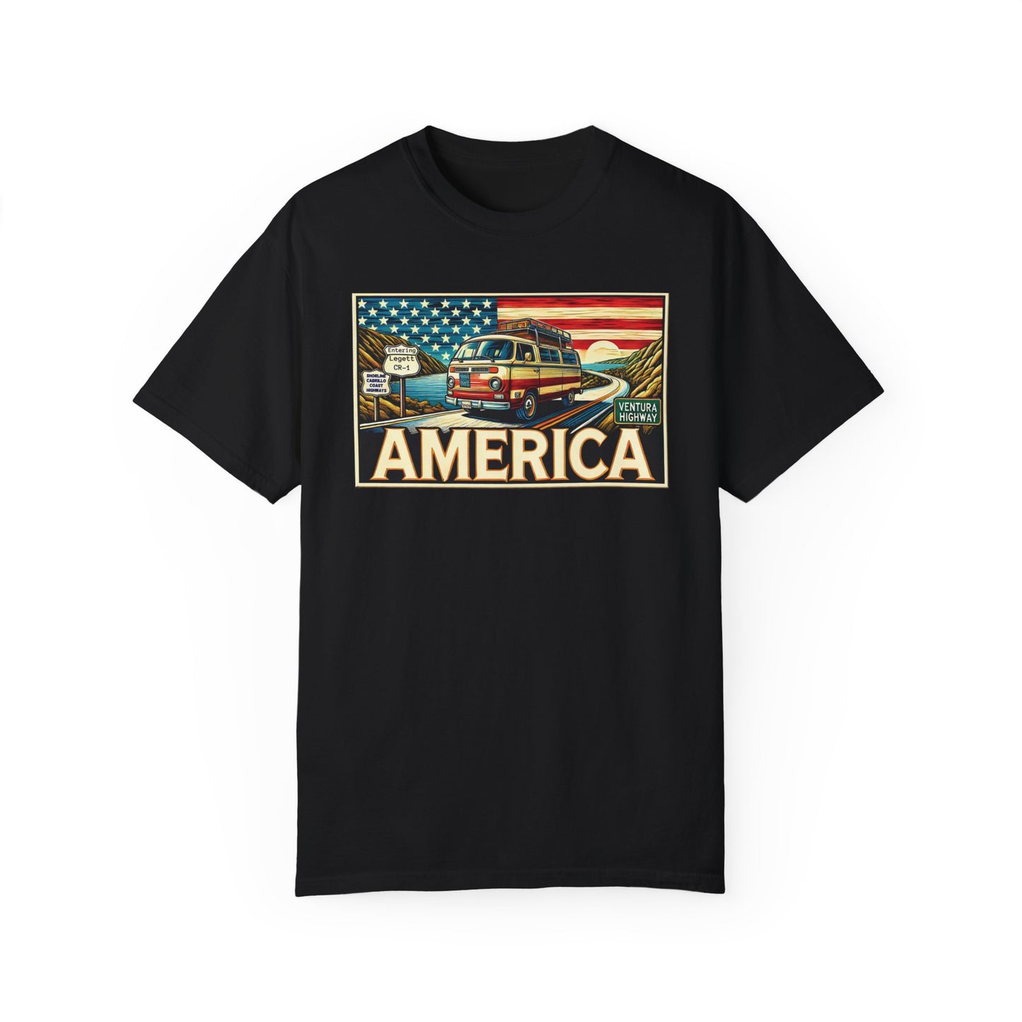 Ventura Highway Driving America Graphic Comfort Colors Unisex Garment Dyed T-shirt