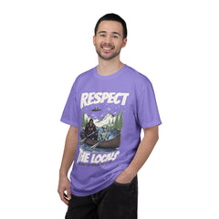 Bigfoot and Alien Outdoor Canoe Adventure - Respect The Locals T-Shirt