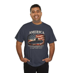 America 250th Submarine 125th Flag T-Shirt — Vintage USA Military Tee