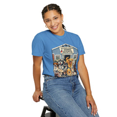 Pitbull Added "Who Let the Dogs Out?" Baldwin Harbor Animal Hospital Cute Vet Clinic T Shirt