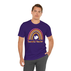 Thankful Teacher T‑Shirt – Retro Rainbow Turkey Teacher Appreciation Tee