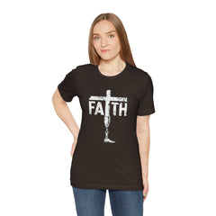 Faith Cross Prosthetic Leg T‑Shirt — Amputee Inspirational Christian Tee