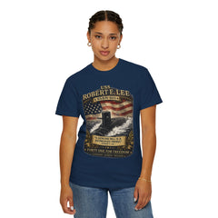 USS Robert E Lee SSBN 601 Submarine T-Shirt with a quote from its namesake