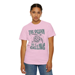 Sea Turtle, The Ocean Is Calling -  Graphic Unisex Garment-Dyed T-shirt