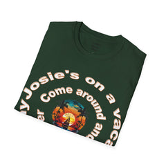 Josie's On A Vacation Far Away Come Around And Talk It Over  Unisex Softstyle T-Shirt  80s Rock The Outfield