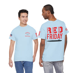 SUBMARINER RED Friday T Shirt with Fouled Anchor, American Flag, FBM / Boomer Silhouette. Remember Everyone Deployed, Dolphins