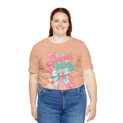 Summer Vibes Tee — Pastel Seashell Bow Beach T-Shirt