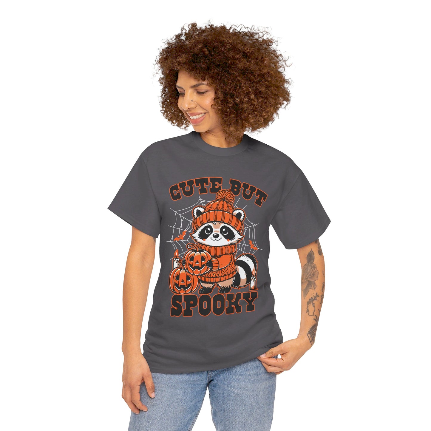 Cute But Spooky Halloween Raccoon! Graphic Unisex Heavy Cotton Tee