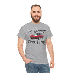 Red Corvette Summer Unisex Tee - I'm Vetted For Life Front and Back Image T Shirt