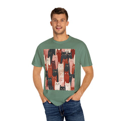 Cute Cat Print Unisex Garment-Dyed T-Shirt - Comfort Colors Soft Perfect for Animal Lovers and Casual Days