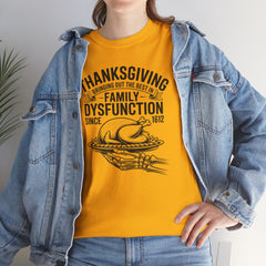 Thanksgiving Family Dysfunction Tee, Unisex Cotton T-Shirt, Funny Holiday Shirt, Family Gathering Wear, Thanksgiving Humor Apparel