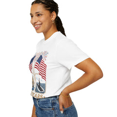 250 Years of Liberty T-Shirt — Patriotic American Flag & Historic Ship Design