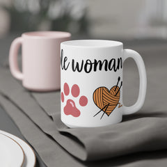 Simple Woman Mug, Knitting Enthusiast, Paw Print Mug, Female Symbol, Heart Yarn Design, 11oz, 15oz, 20oz Mug, Knitter's Present, Pet Lover