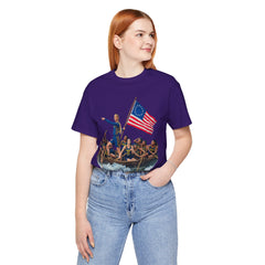 Historical Fever Patriot T‑Shirt — Revolutionary Flag Rowboat Design