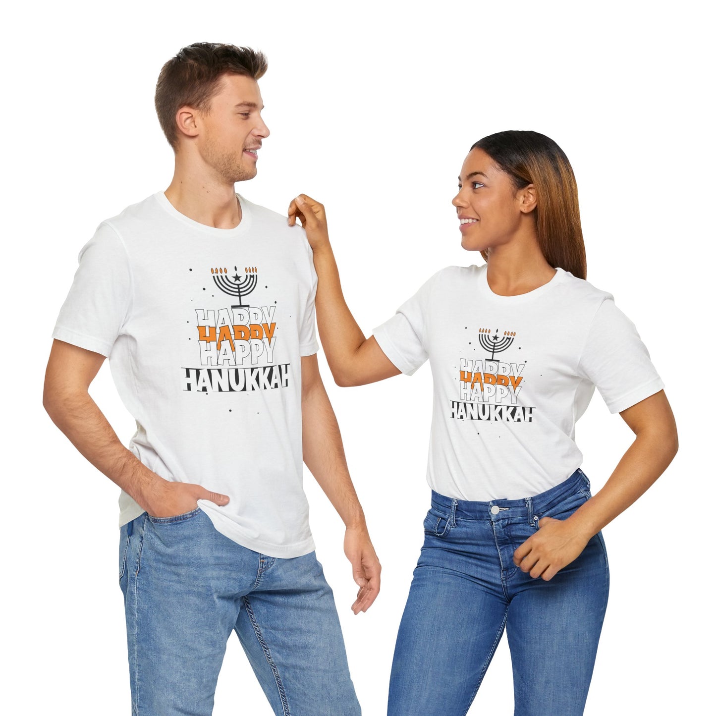 Happy Hanukkah Menorah - Unisex Jersey Short Sleeve Tee